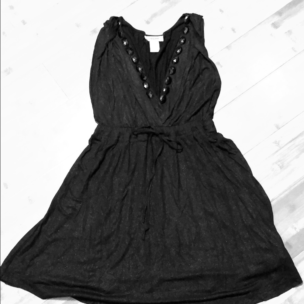 Vertigo Paris Black And Silver Dressy Jeweled Tank